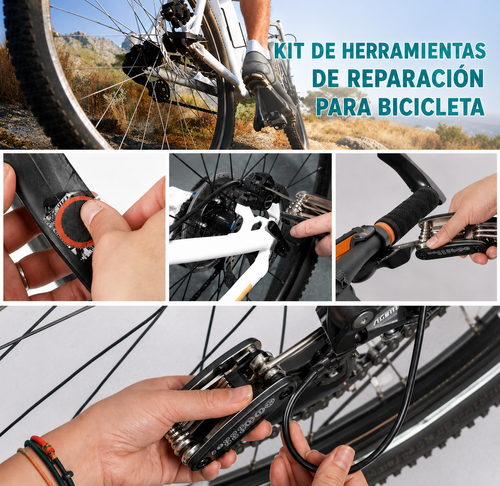 Kit de Herramientas para Bicicleta | Multiherramienta Portátil de Reparación con Parches